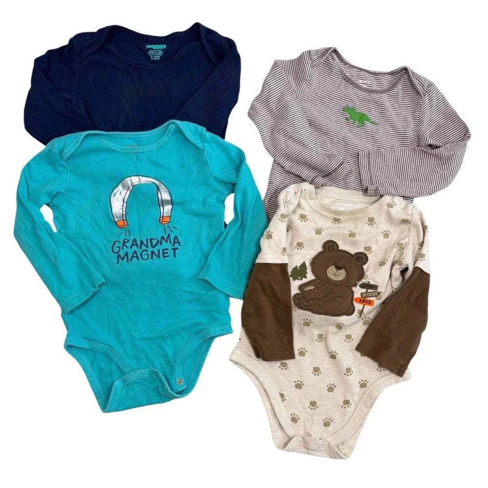 Carters Garanimals Bodysuit Bundle Baby 24M Bear Dino Grandma Long Sleeve 4pc